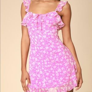 Lulus pink ruffled skater dress size M